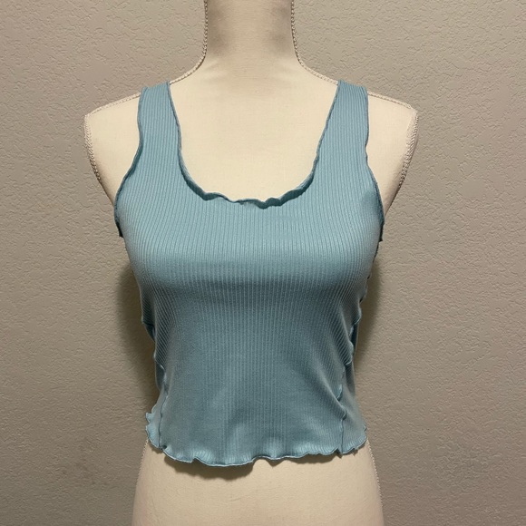 BP Womens Sleeveless Ribbed Tank Top Blue Size Small - Picture 1 of 7